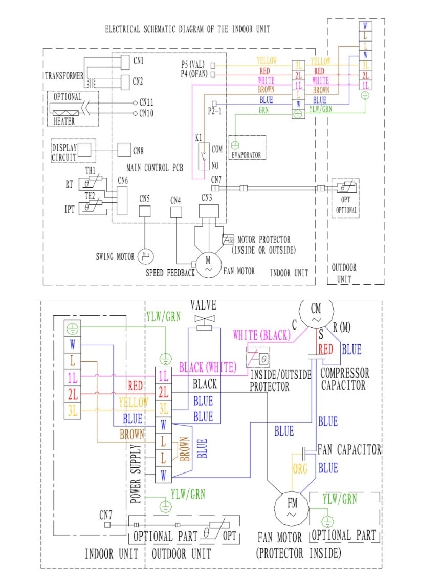 TCL Split Type AC Electrical Schematic Diagram