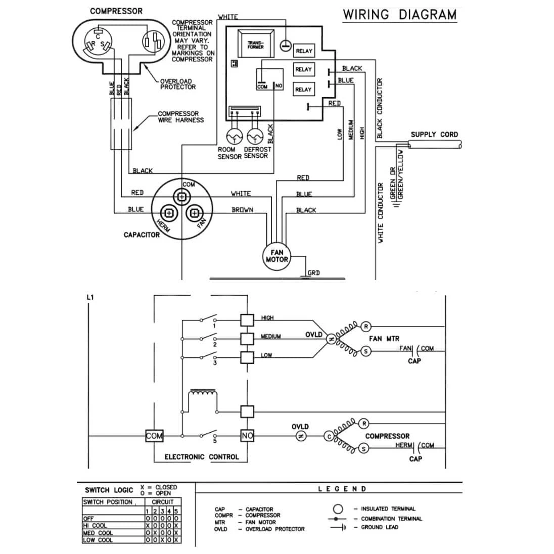 Wallmaster Wiring Diagram Electronic Control Cool Only Models