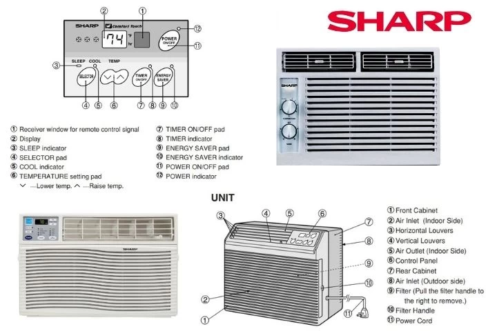 Sharp Window AC Control Panel and Parts